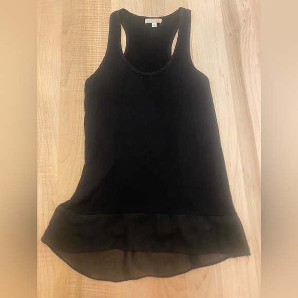 GB long black tank top with chiffon contrast sz small - Picture 7 of 10